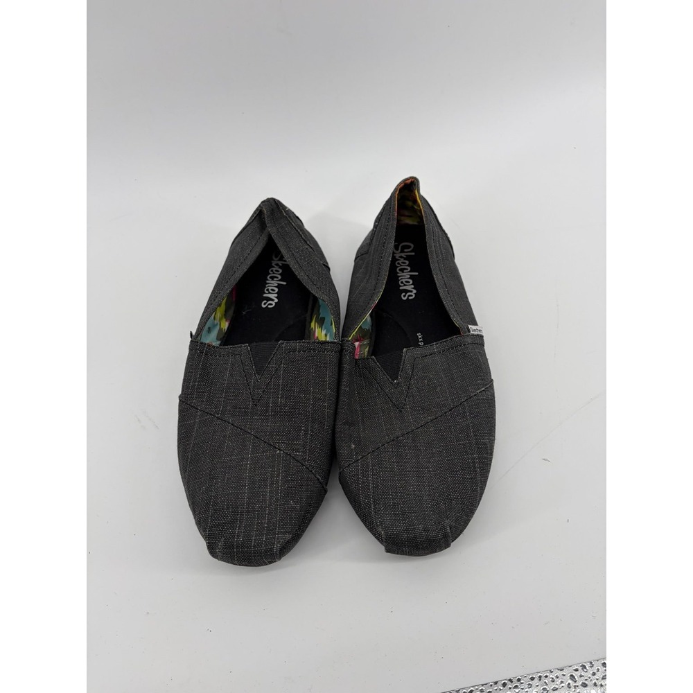 Skechers. Gray Pillow Arch, Casual Flat Canvas Slip Ons, Women's Size 9.5